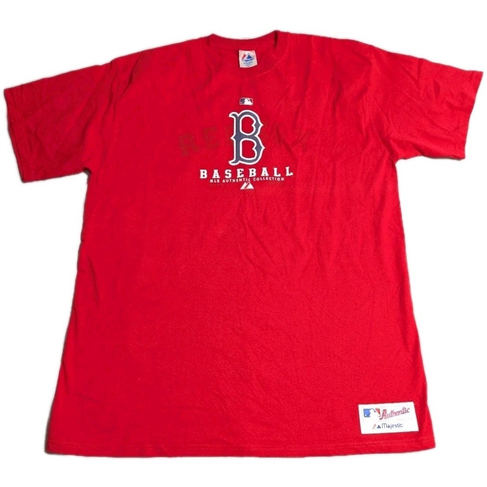 Majestic Boston Red Sox MLB Authentic Collection T Shirt Mens 2XL Red Baseball